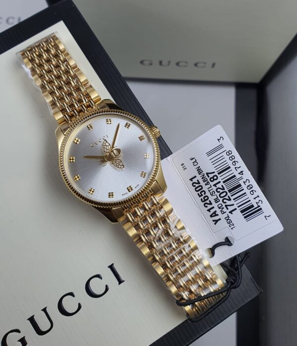 Gucci G Timeless Quartz Mother of Pearl Dial Gold Steel Strap Watch For Women - YA1265021