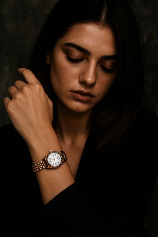 Michael Kors Lexington Quartz White Dial Rose Gold Steel Strap Watch For Women - MK3230