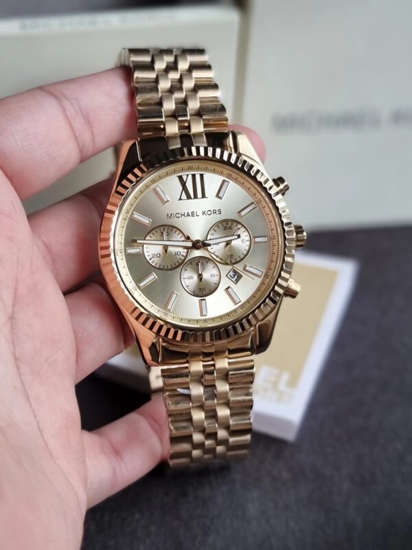 Michael Kors Lexington Gold Dial Gold Steel Strap Watch for Men - MK8281